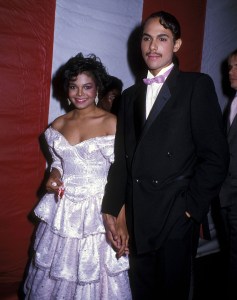 Singer Janet Jackson and husband James DeBarge attend the 12th Annual American Music Awards on January 28, 1985 at Shrine Auditorium in Los Angeles, California. (Photo by Ron Galella/Ron Galella Collection via Getty Images)