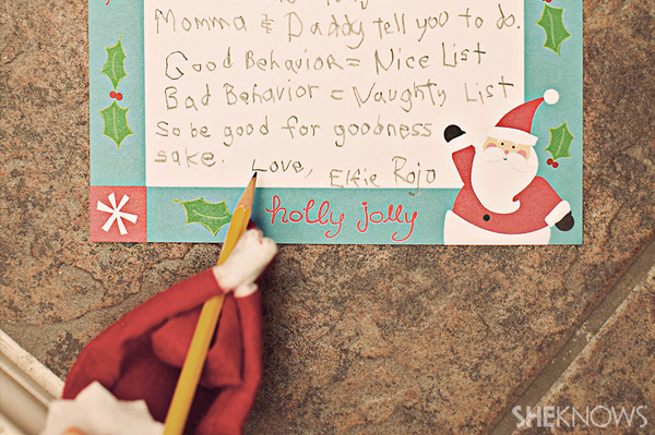 Elf on the Shelf idea 11: Elfie Rojo writes a letter to the children
